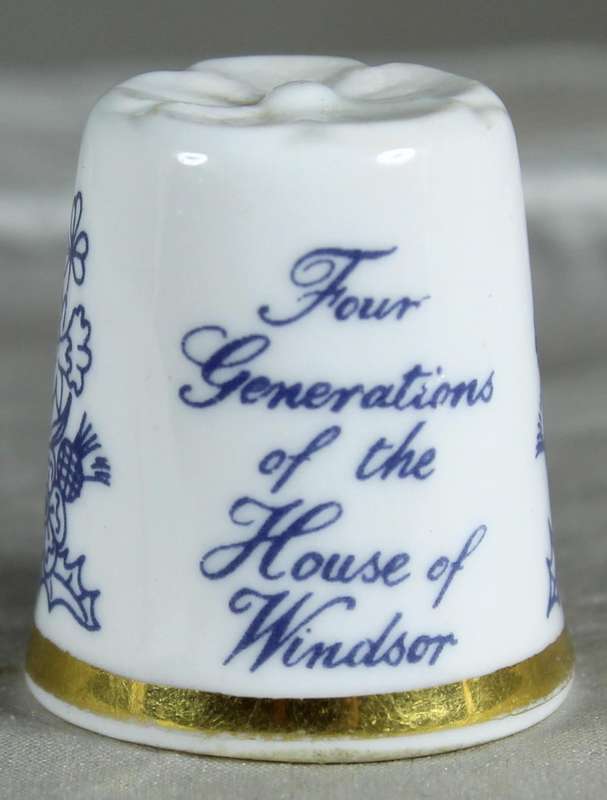 Bone China thimble - four generations of the House of Windsor - Caverswall