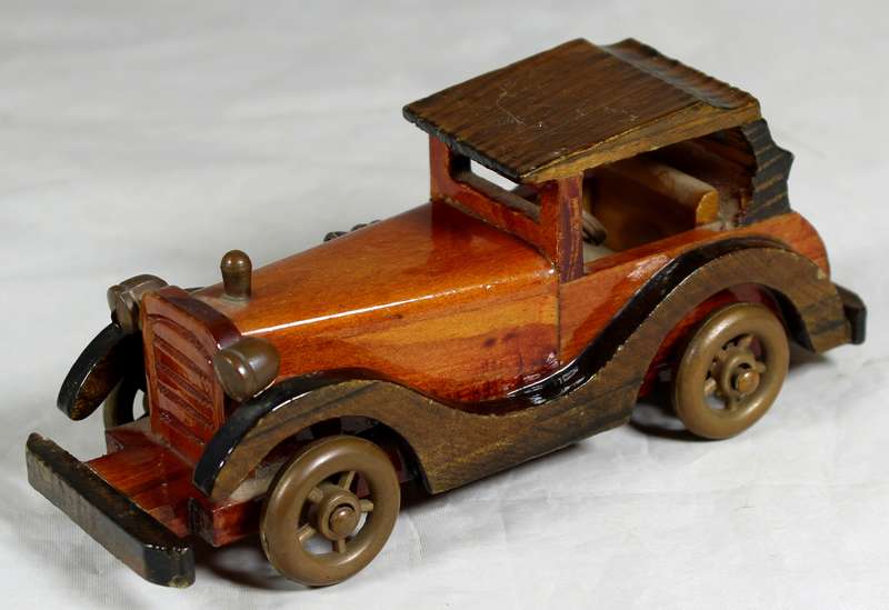 Carved wooden classical car
