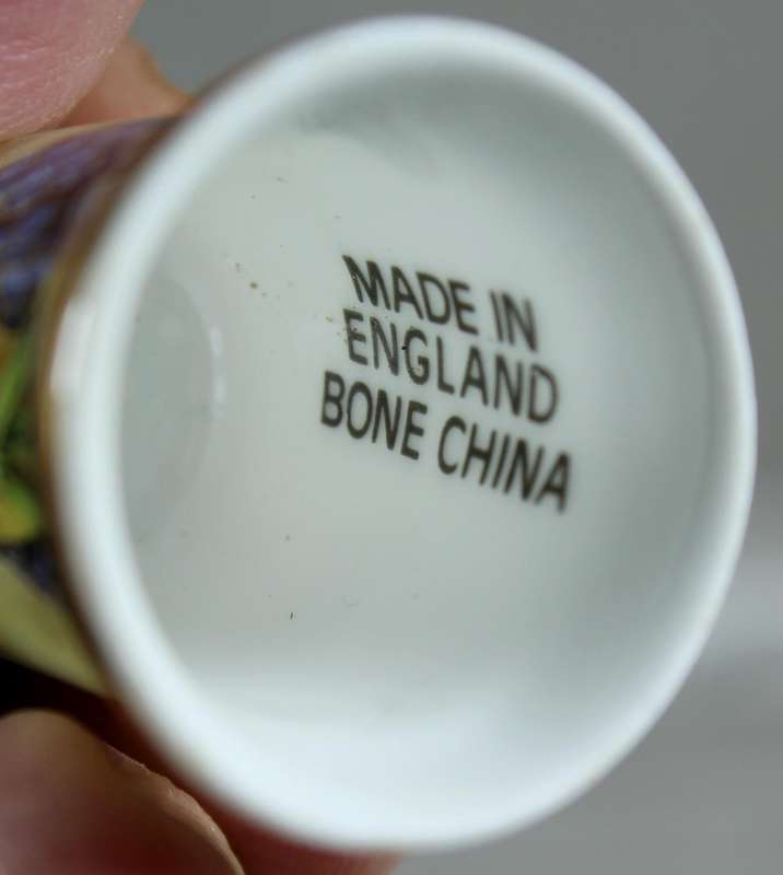 Bone China thimble - clown with a blue hat
