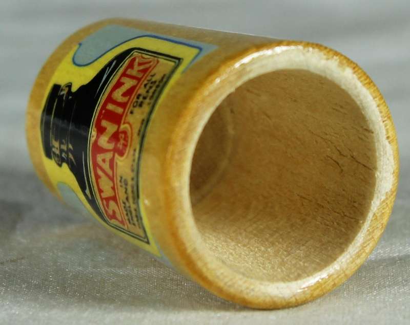 Wooden advertising thimble - Swan Ink