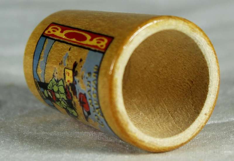 Wooden advertising thimble - Colman's Mustard