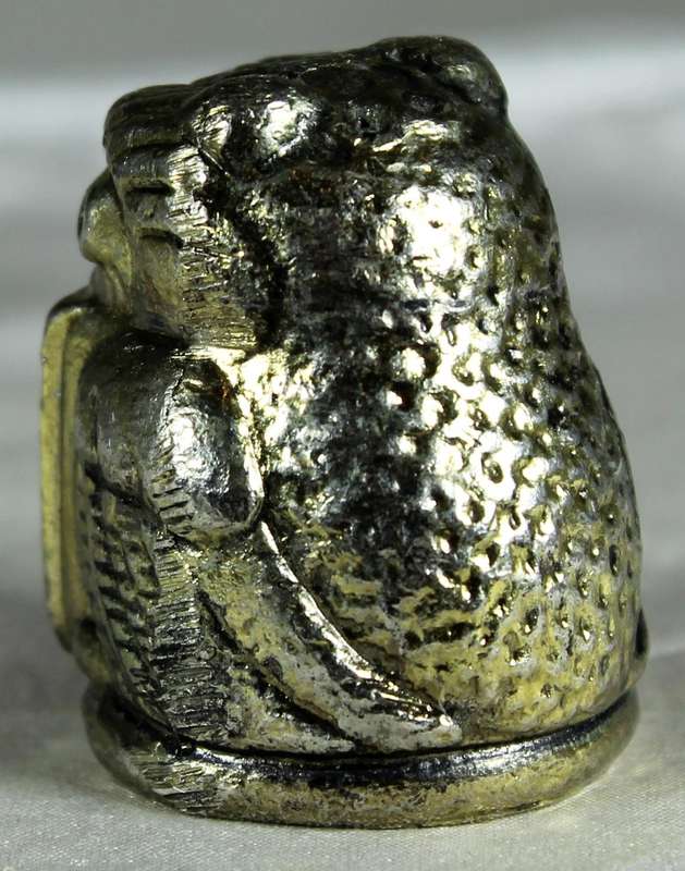 Metal thimble - Owl with crescent moon