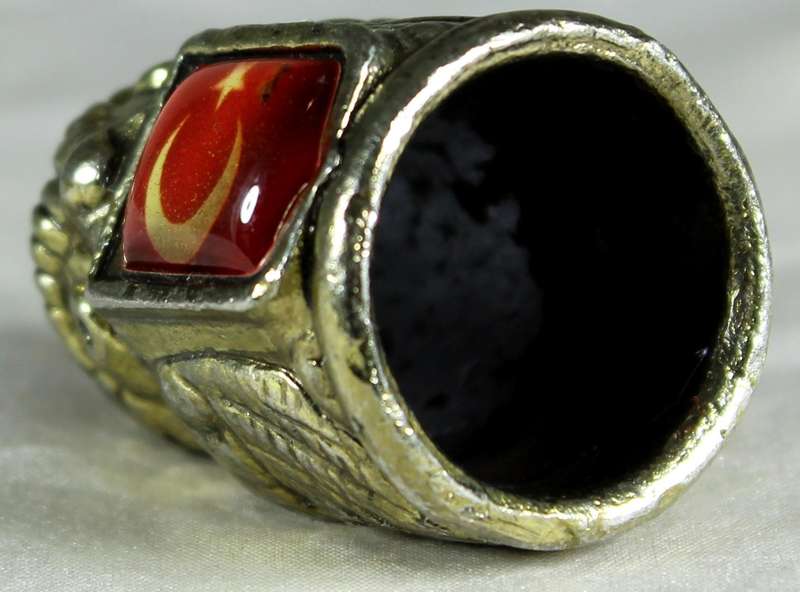 Metal thimble - Owl with crescent moon