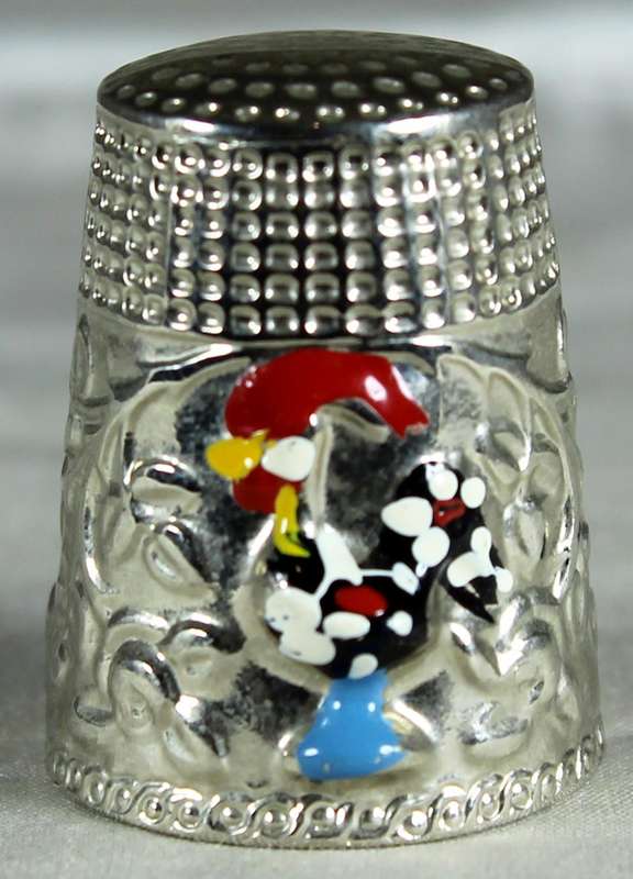 Metal thimble - with enamel - Portuguese rooster