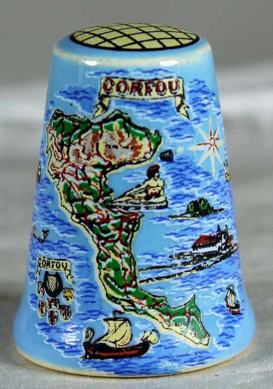 Bone China thimble - Corfou