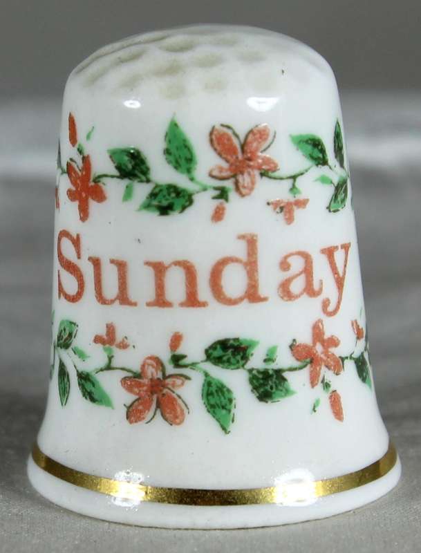 Bone China thimble - Sunday