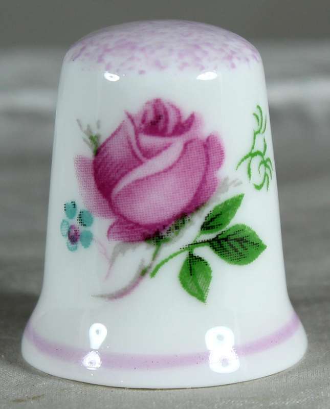 Bone China thimble - Pink rose - Norfolk Lavender