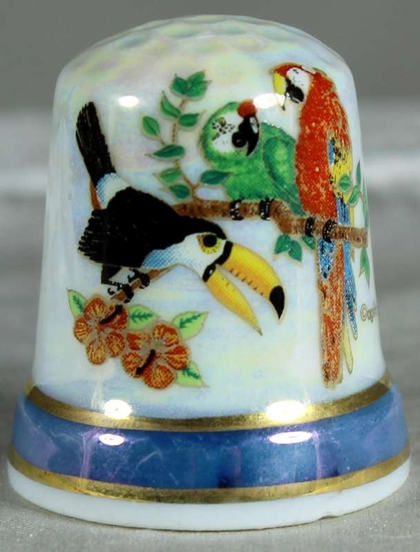 Bone China thimble - Jamaica birds