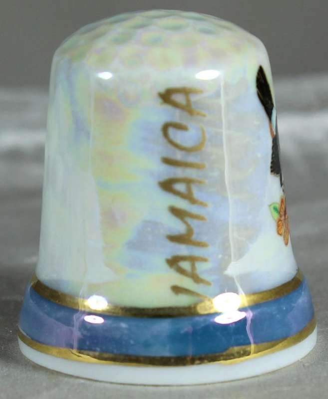 Bone China thimble - Jamaica birds