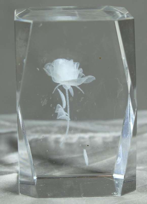 Etched rose paperweight