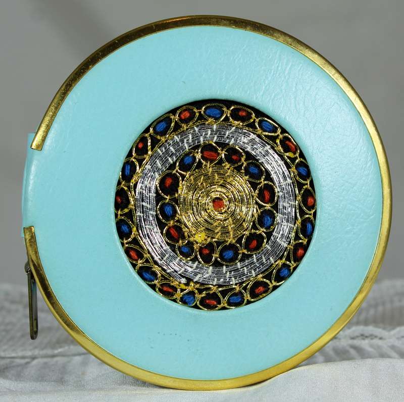 Orient Israel - Powder compact - Embroided leather - Zipper case