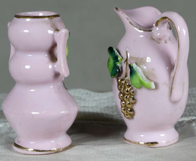 Pair of embossed miniature jug & vase
