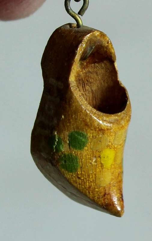 Mini miniature wooden Dutch shoe pendant