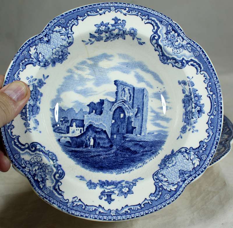 Johnson Bros - old Britain castles - set of eight chipped plates - for repair