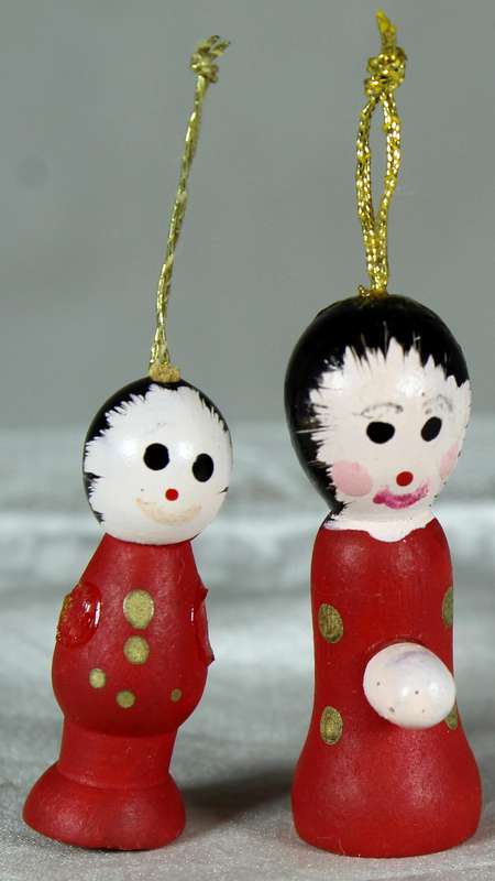 Pair of miniature Christmas ornaments