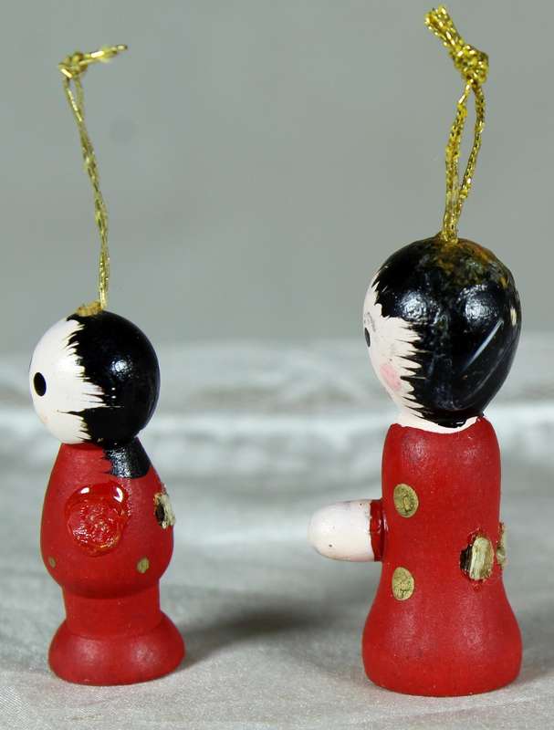 Pair of miniature Christmas ornaments