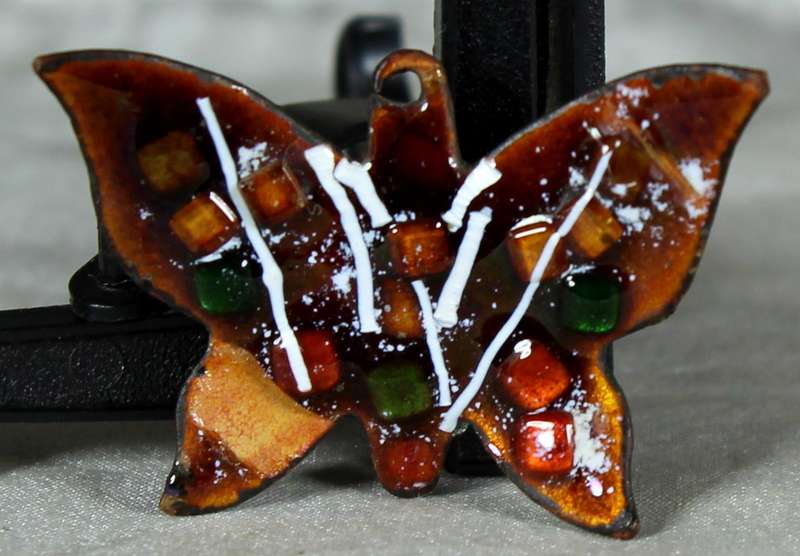 Miniature painted butterfly pendant