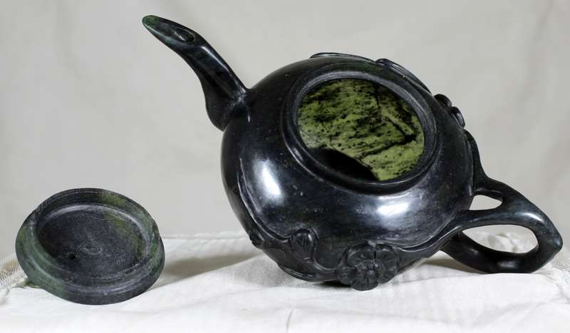 Small painted jadite tea pot