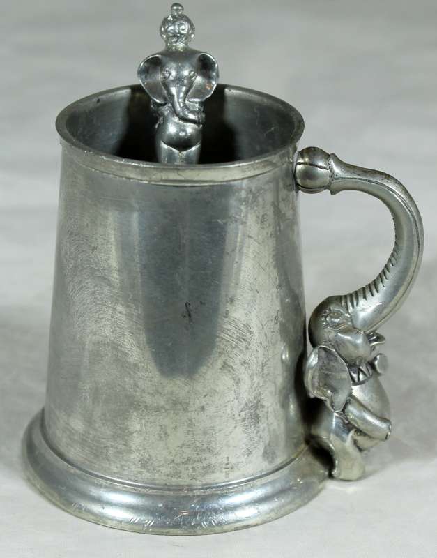 Royal Selangor pewter cup & spoon with elephants