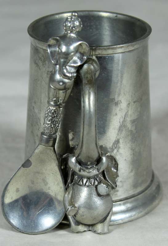 Royal Selangor pewter cup & spoon with elephants