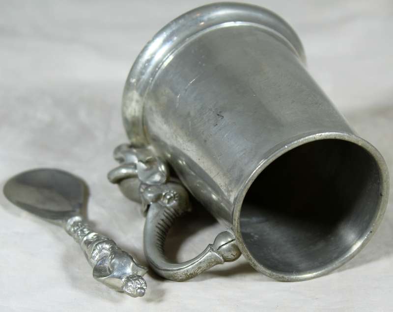 Royal Selangor pewter cup & spoon with elephants