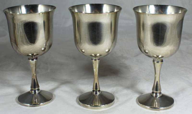 Three EMESS - Silver plated wine goblets