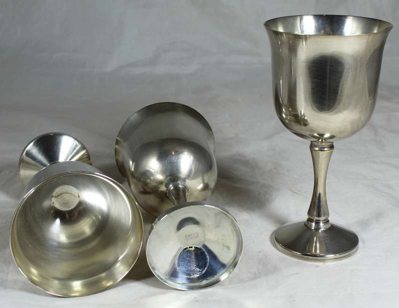 Three EMESS - Silver plated wine goblets