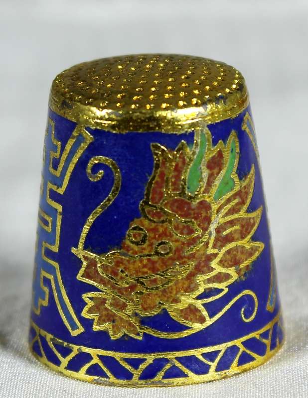 Cloisonne enameled thimble - Chinese zodiac - Dragon