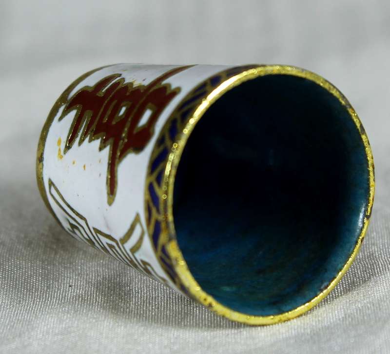 Cloisonne enameled thimble - Chinese zodiac - Snake