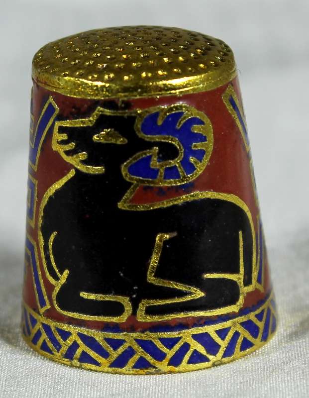 Cloisonne enameled thimble - Chinese zodiac - Ram