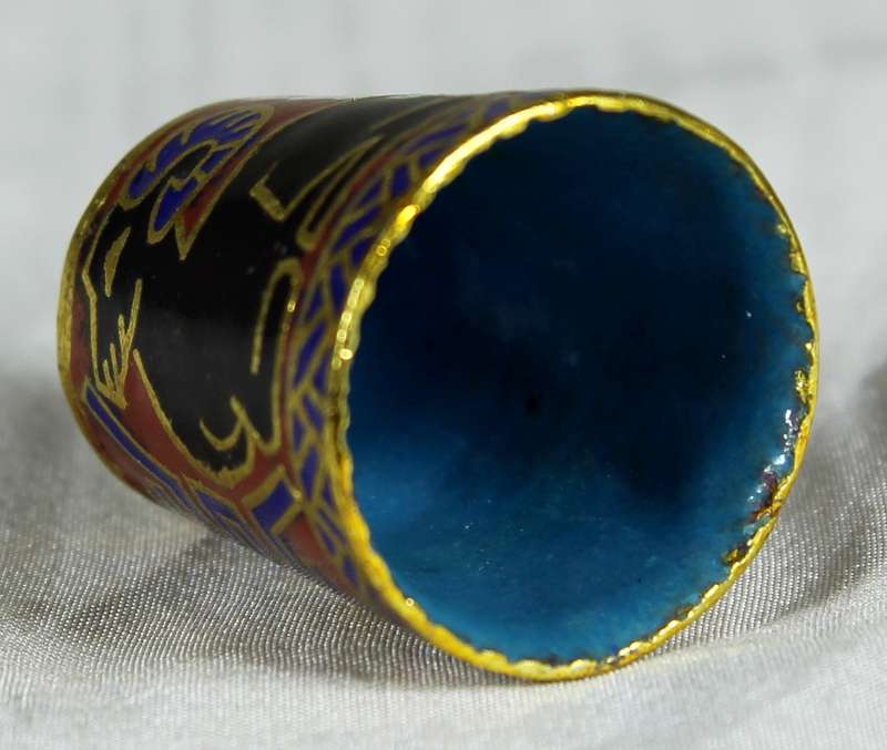 Cloisonne enameled thimble - Chinese zodiac - Ram