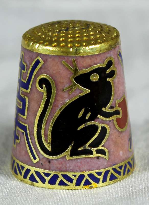Cloisonne enameled thimble - Chinese zodiac - Rat
