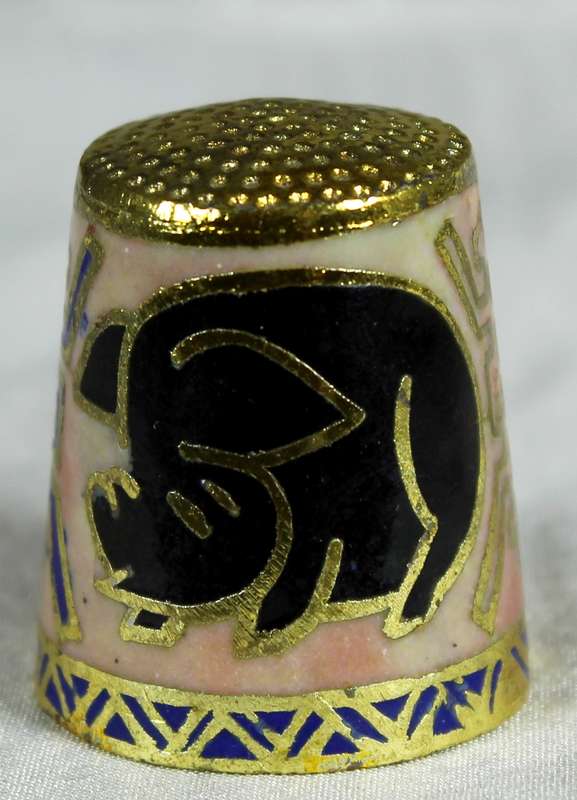 Cloisonne enameled thimble - Chinese zodiac - Pig