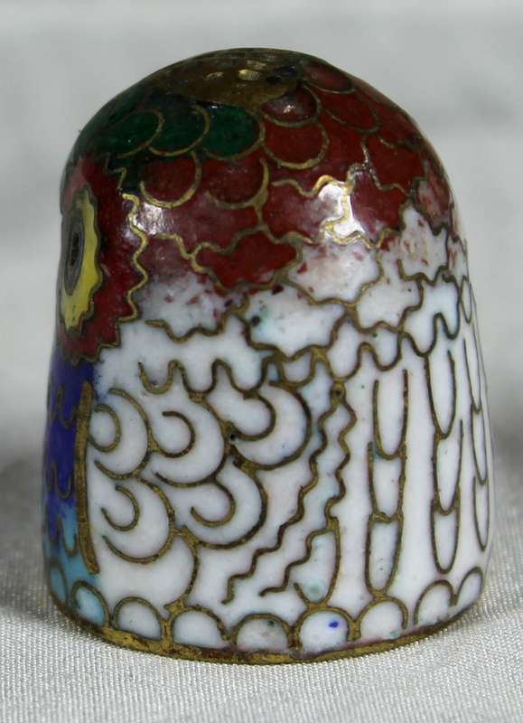 Cloisonne enameled thimble - Owl