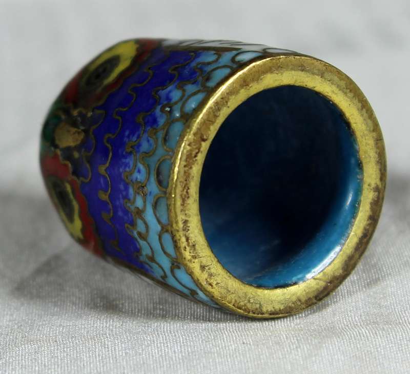 Cloisonne enameled thimble - Owl
