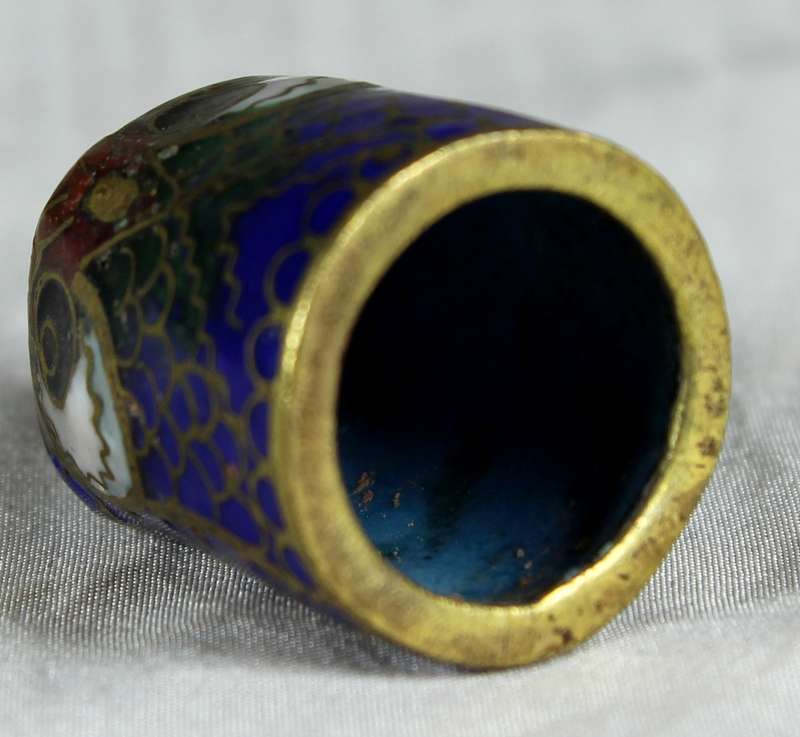 Cloisonne enameled thimble - Owl