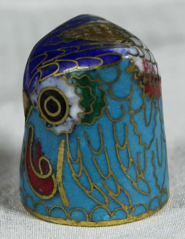 Cloisonne enameled thimble - Owl
