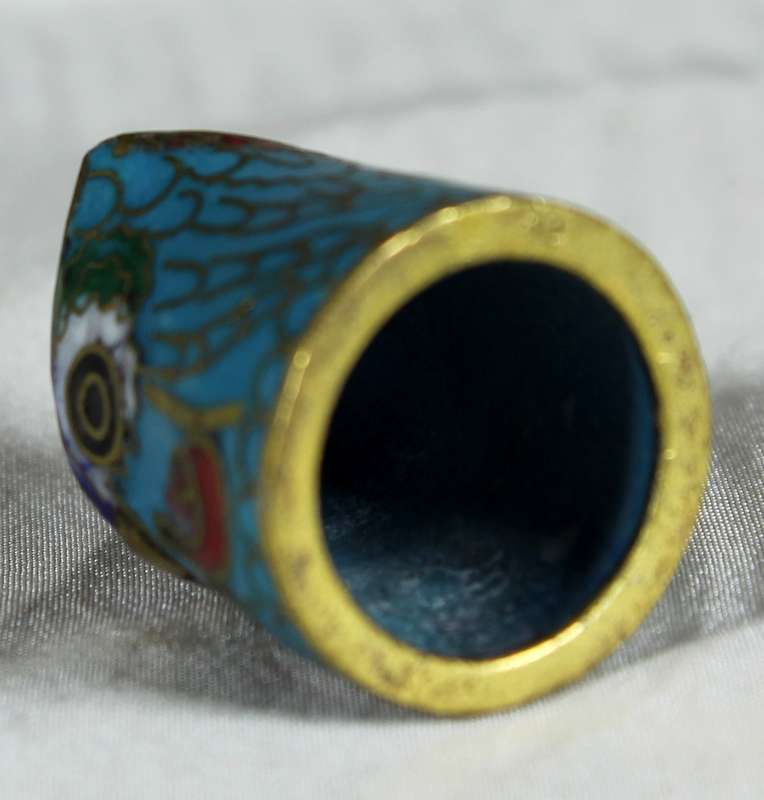Cloisonne enameled thimble - Owl