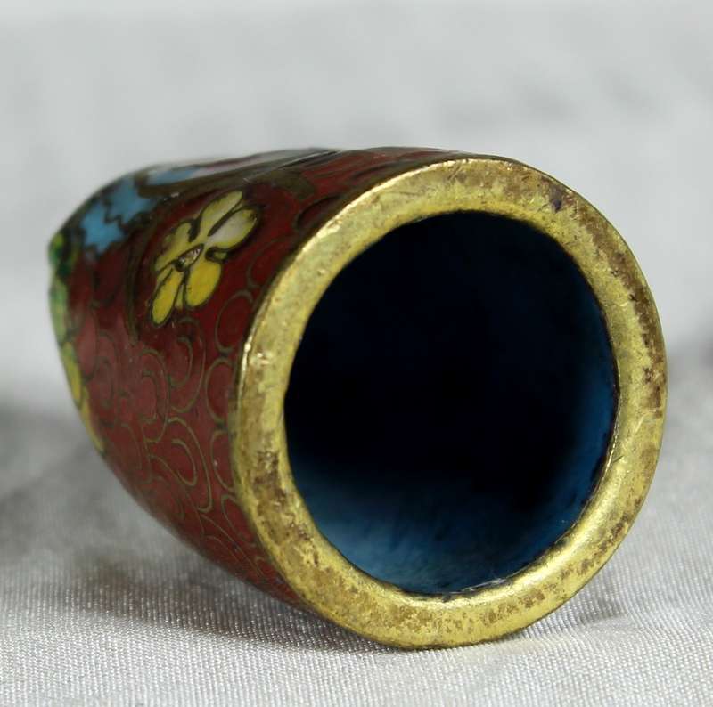 Cloisonne enameled thimble - Owl