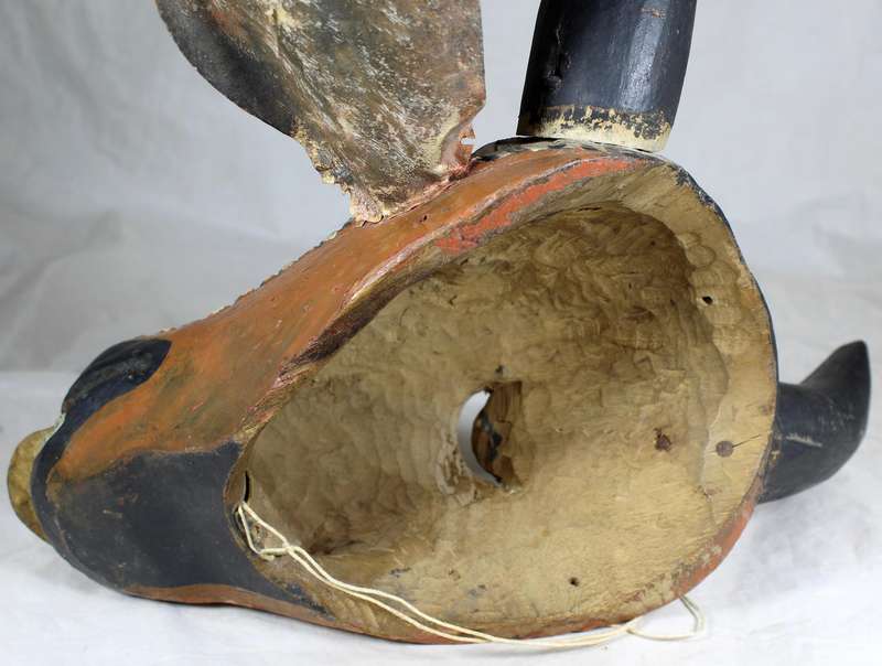 Carved wooden cows head painted