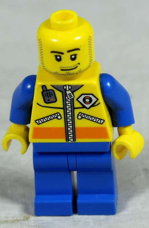 Miniature Lego figurine - coast guard speedboat driver