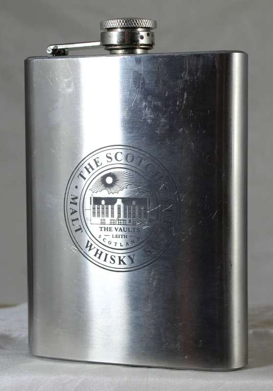 The Vaults malt whiskey society hip flask