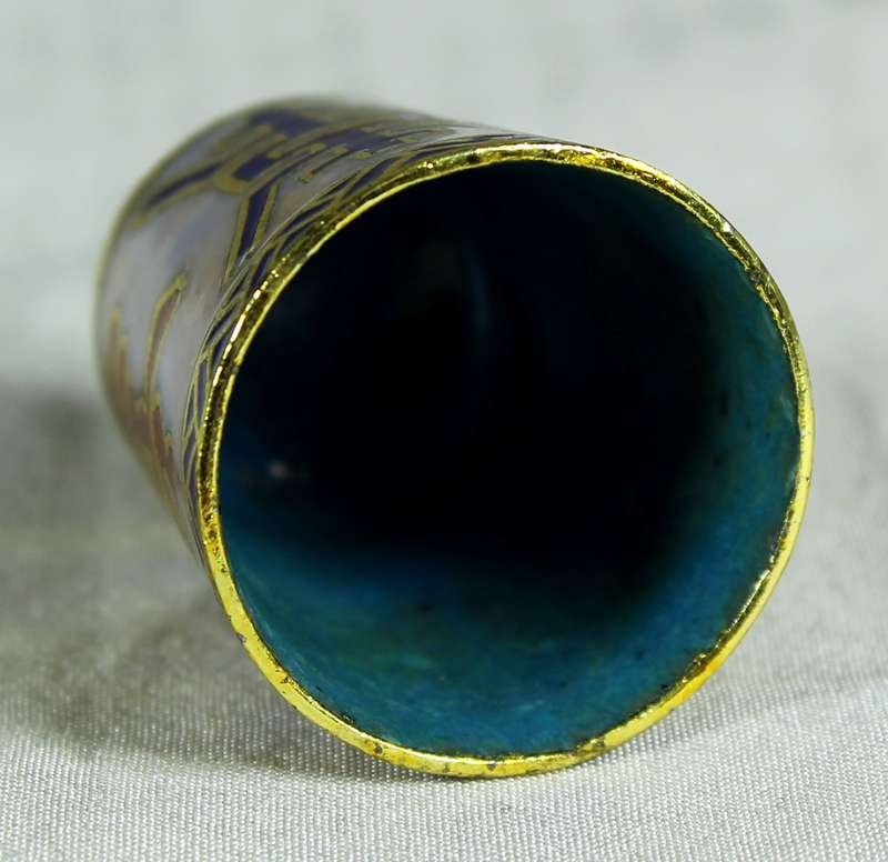 Cloisonne enameled thimble - monkey