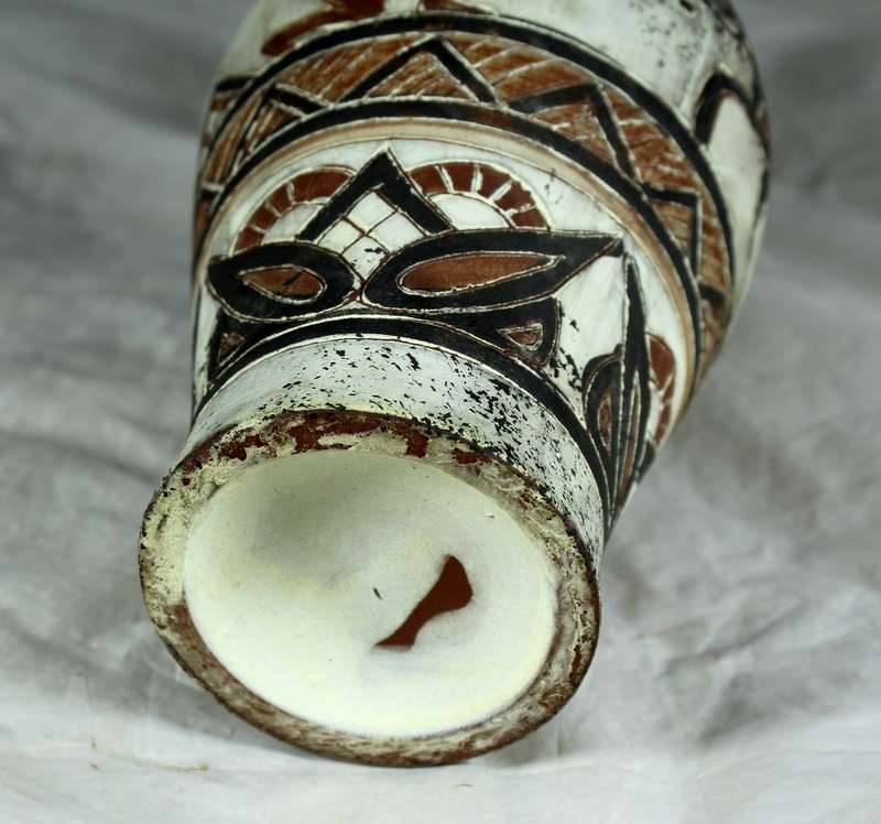 Hand painted pottery decanter