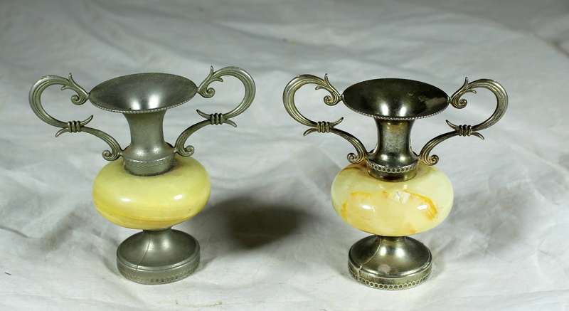 Pair of Onyx and brass vessels by Ewelco