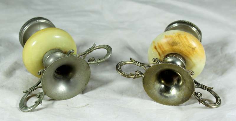 Pair of Onyx and brass vessels by Ewelco