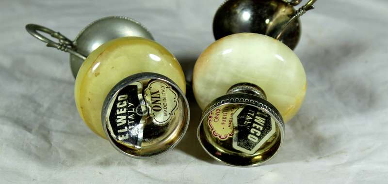 Pair of Onyx and brass vessels by Ewelco