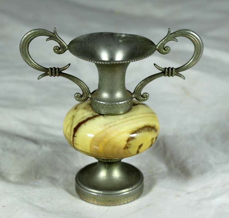 Onyx and brass vessel by Ewelco