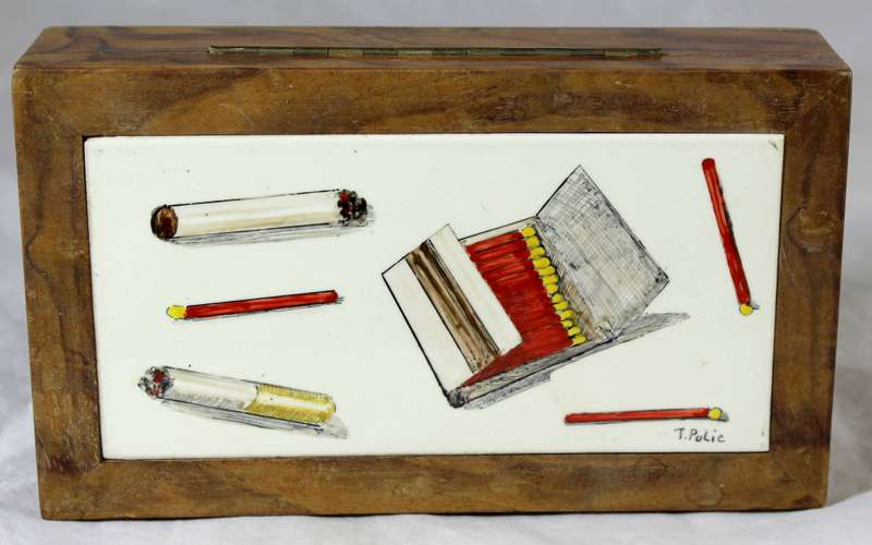 Wooden box with tile insert by T Polie