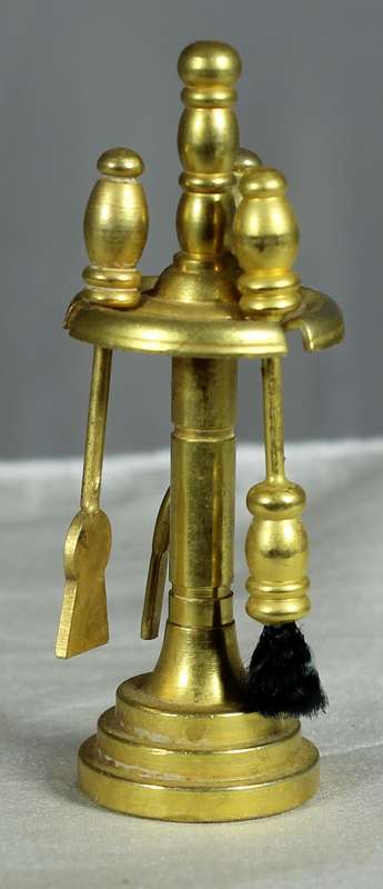 Vintage miniature brass fireplace toolset